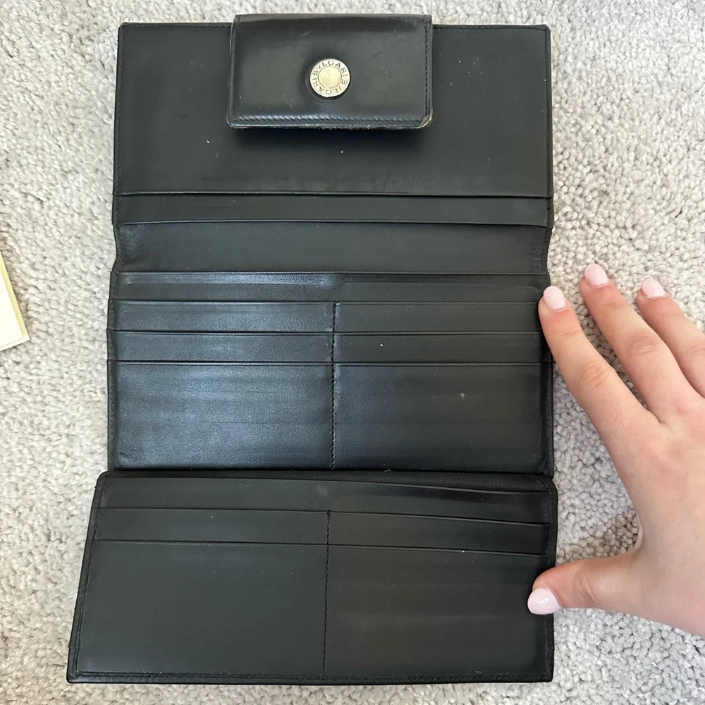 Bvlgari Bulgari logo authentic vintage long logomania in gray denim wallet - Picture 6 of 15